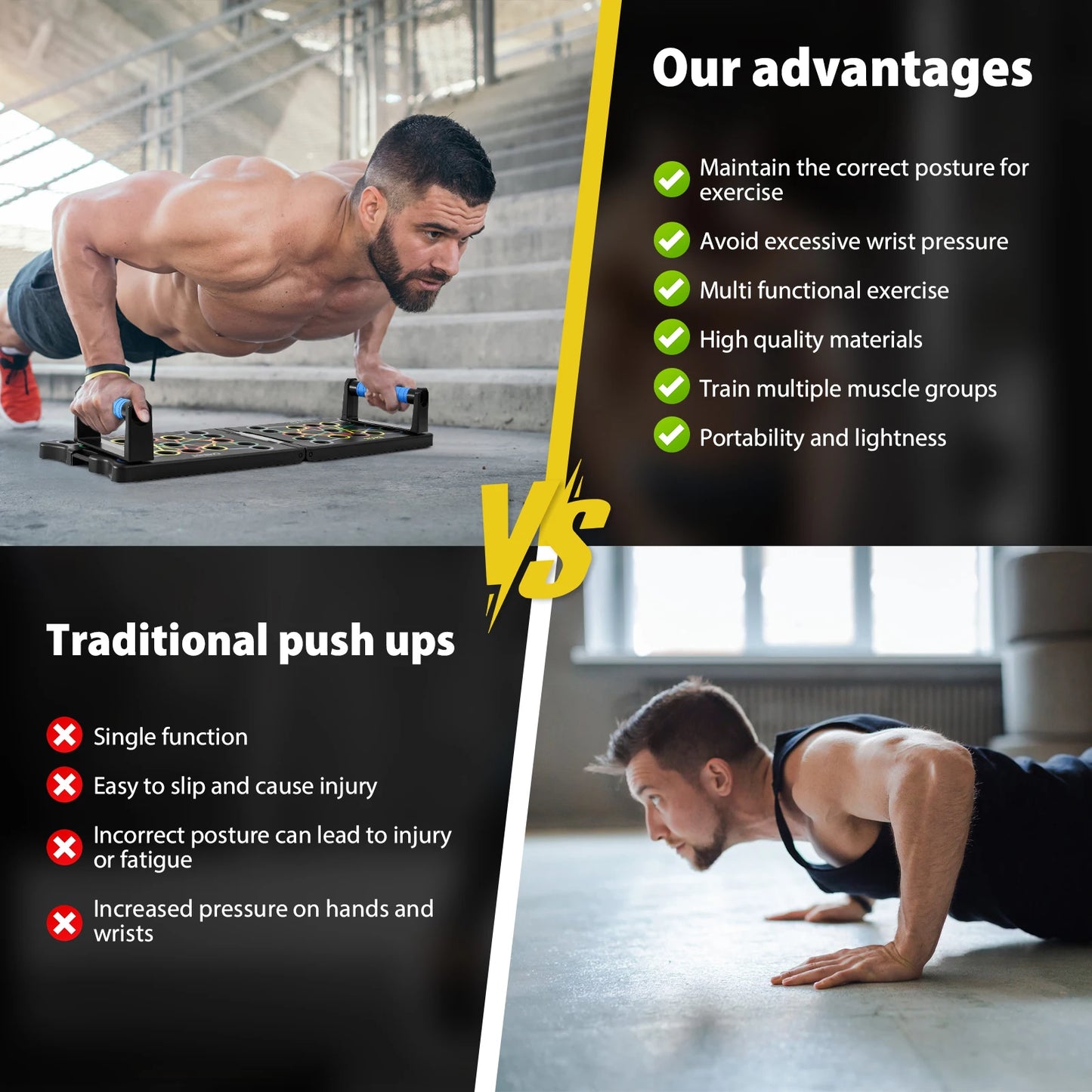 24-In-1 Multifunctional Push-up Board Set，Portable Foldable Fitness Equipment For Chest Abdomen Arms And Back Training