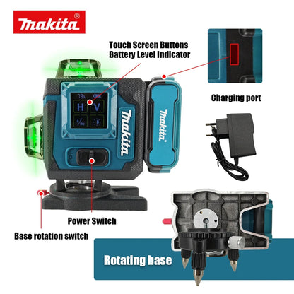 Makita Electric Tool 360-Degree X4 16-Line Outdoor Laser Level Self-Levelling Vertical Cross-Line Tool for Precision Measurement