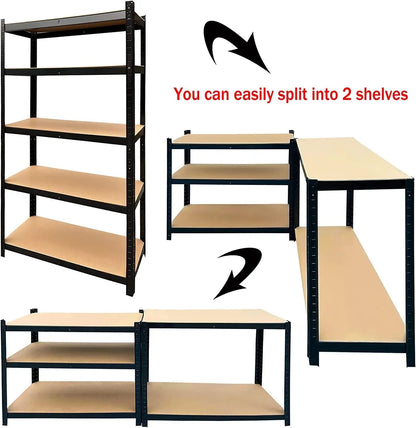 Shelving Unit for Garages & Sheds 150cm/180cm  Height Racking Storage Shelves Metal Shelving 5 Tier Boltless Garage Storage Unit