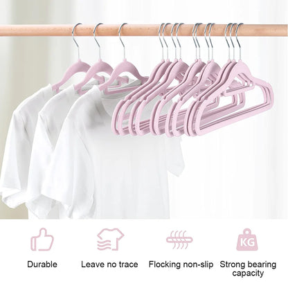 20pcs Durable Flocking Dry Hanger, Household Clothes Drying Rack No Trace Anti-slip, Space Saving, 360°swivel Hook