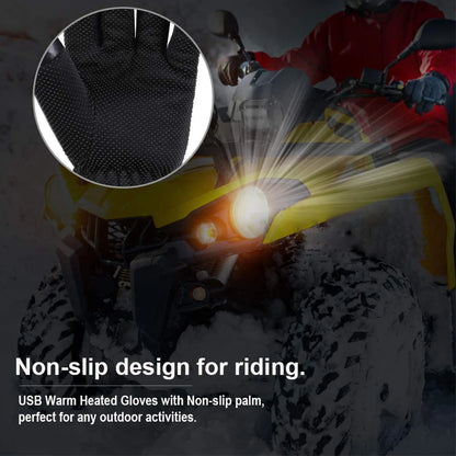 USB Heated Gloves Waterproof Thermal Heated Gloves PU Leather Heating Gloves Soft Winter Outdoor Warm Gloves for Off Road Skiing