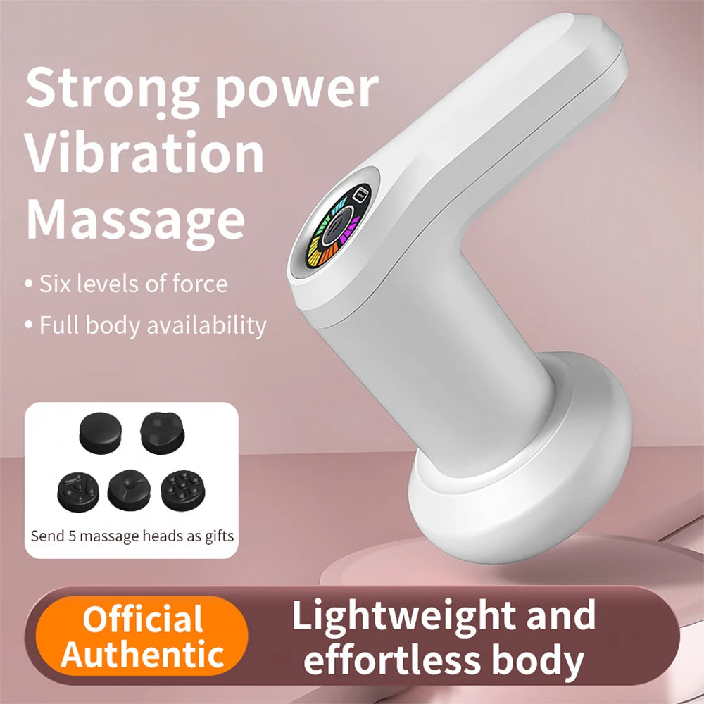 UK Electric Muscle Massager Deep Tissue Percussion Vibration Shaping Handheld Body Beauty Fat Pusher with 5 Massage Heads