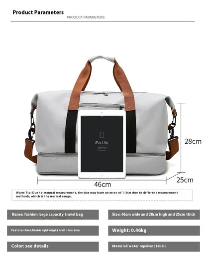 Large Capacity Travel Gym Bag Short-distance Luggage Portable Fitness Bags Shoulder Crossbody Handbags Men's Sports Waterproof B
