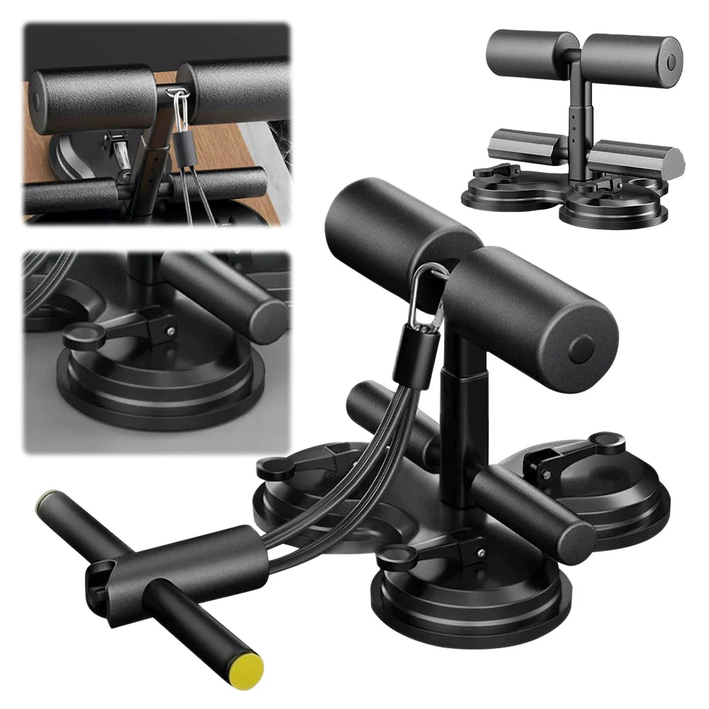 Sit Up Floor Holder with 3 Suction Cup Sit Up Exercise Equipment with Pull Rope Sit Up Exerciser for Strength Training