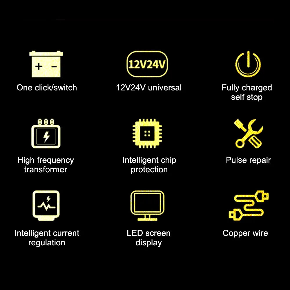 Intelligent Pulse Repair Battery Charger EU Plug 300AH LCD Display For Wet Dry Lead Acid Full Automatic Car Battery Charger 220W