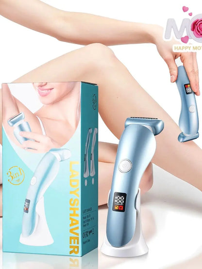 5-in-1 Women's Electric Shaver - Wet and Dry Removal of Face, Eyebrows, Legs and Armpits - Portable Bikini Trimmer, Rechargeable USB Charging, Stainless Steel Blade, Gentle and Effective Shaving, Pink Gift Box Includes, Bikin