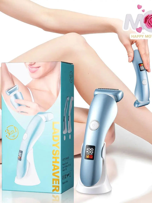 5-in-1 Women's Electric Shaver - Wet and Dry Removal of Face, Eyebrows, Legs and Armpits - Portable Bikini Trimmer, Rechargeable USB Charging, Stainless Steel Blade, Gentle and Effective Shaving, Pink Gift Box Includes, Bikin