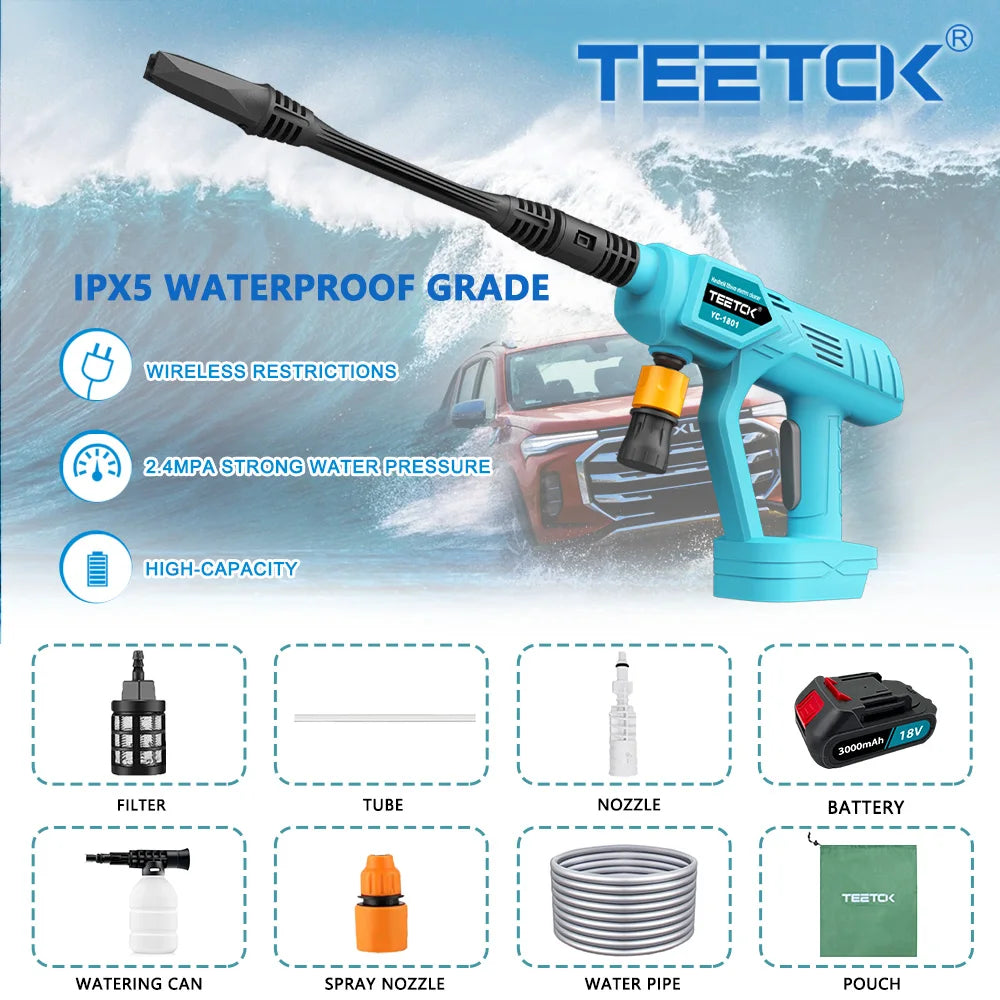 2 Battery Portable Cordless Car High Pressure Washer Jet Water Wash Cleaner Gun compatible Makita with 18V