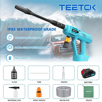 2 Battery Portable Cordless Car High Pressure Washer Jet Water Wash Cleaner Gun compatible Makita with 18V