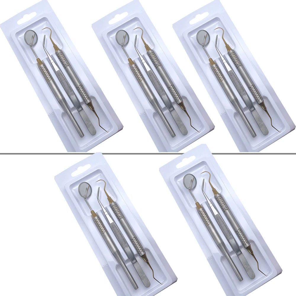 3Pcs/Kit Dental Mouth Mirror Tweezers Curve Probe Dentist Instrument Teeth Care Cleaning Dental Tools