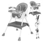 3-in-1 Baby HighChair, Foldable Portable Baby Dining Chairs Eat & Play Convertible High Chair with Double-Layer Dinner Plate