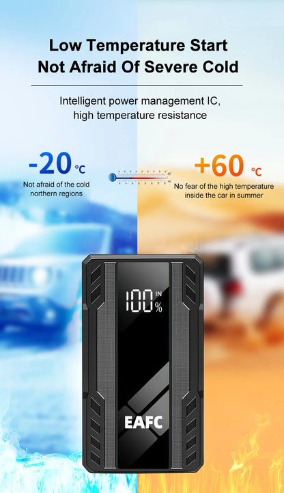 EAFC 1000A/1200A Jump Starter Power Bank Portable Charger Starting Device for 3.0L Emergency Car Battery Jump Starter
