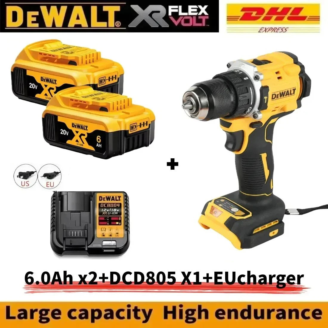 DEWALT DCD805 20V High - Performance Brushless Cordless Impact Drill & Screwdriver - Ideal for Pros & DIYers