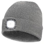 Winter Warm Knit Beanie 8 Hours High Powered Light 4 LED Beanie Hat USB Rechargeable Hands Free Headlamp Cap for Running Hiking
