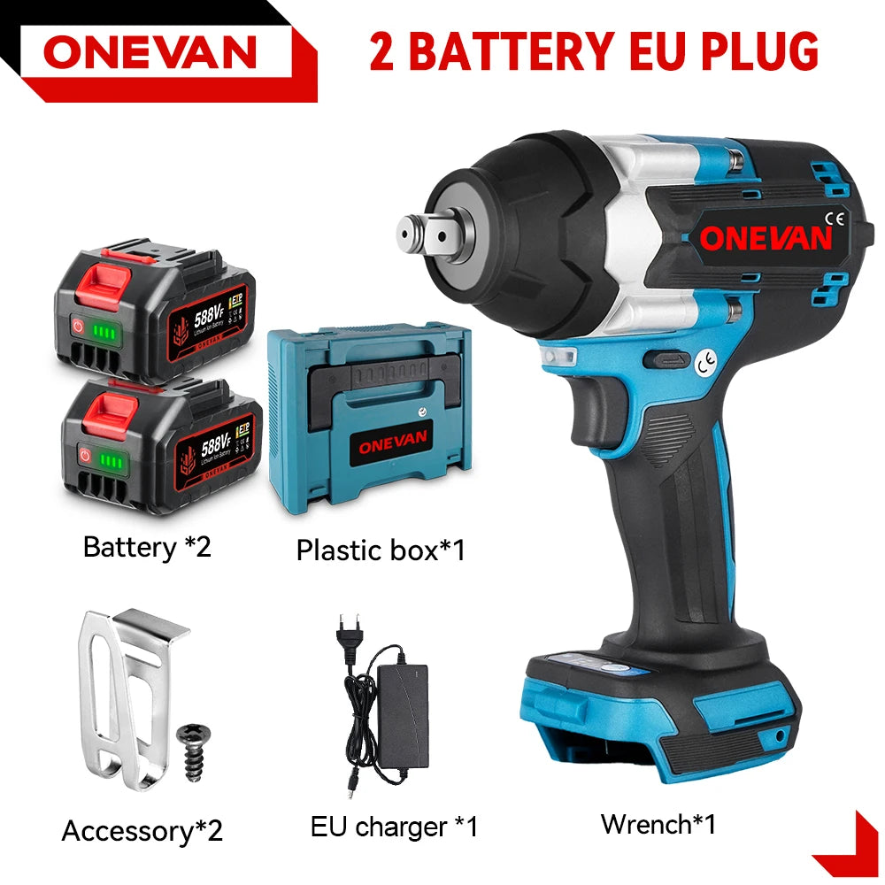 ONEVAN High Torque Cordless Brushless Electric Impact Wrench 1800N.M 1/2" Drill Screwdrivers Power Tools For Makita Battery Pin