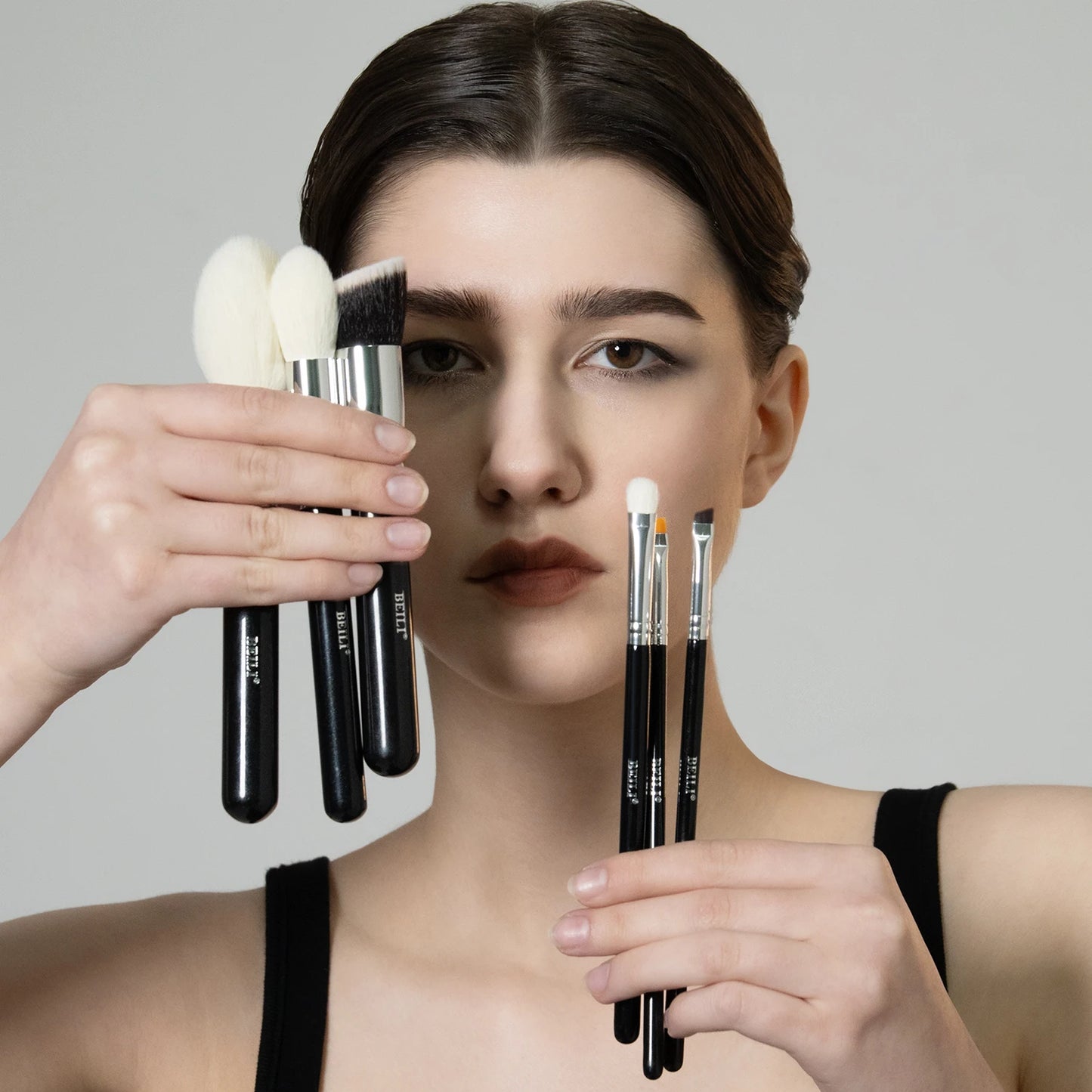 BEILI Black Makeup Brush Sets Professional Natural Goat Fiber Hair Brush Foundation Kakubi Contour Eyeshadow Beauty Tool brochas
