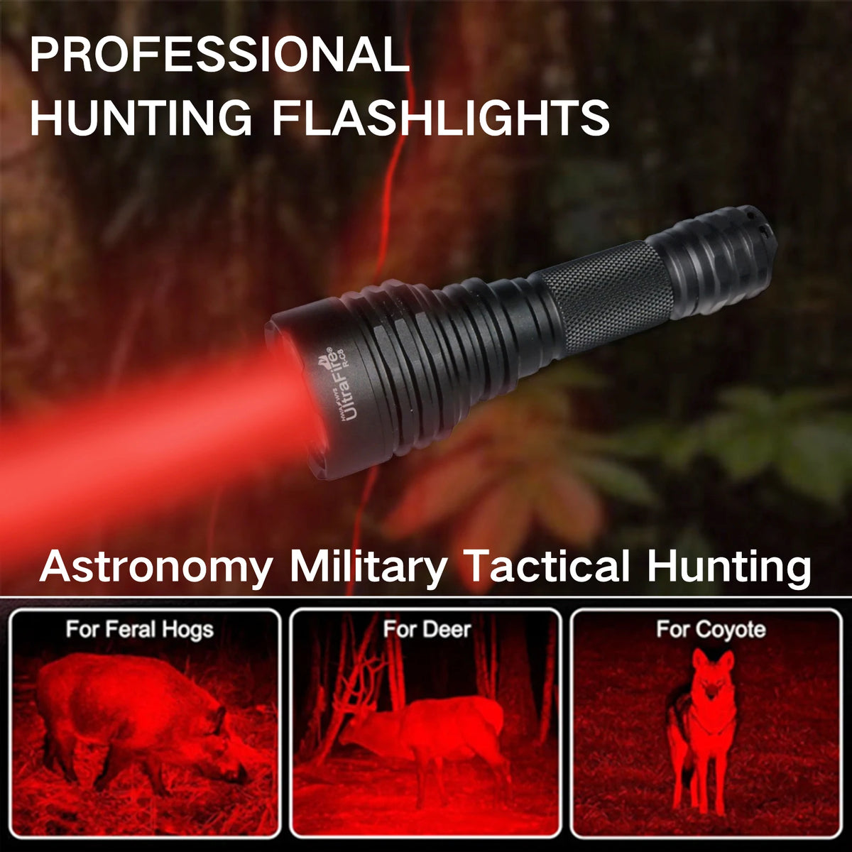 UltraFire C8 Red Light Flashlight Powerful Professional Tactical Hunting FlashLights Coyote Night Vision Lamp for Astronomy