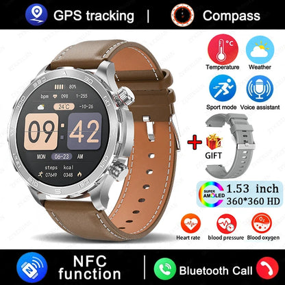 New GPS Track Smart Watch Men AMOLED HD Screen Outdoor Sports Fitness Heart Rate NFC IP68 Waterproof Bluetooth Call Smart Watch