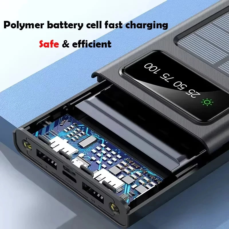 500000mAh 4in1 Solar Power Bank High Capacity 120W Fast Charging USB TypeC LED Light Outdoor Battery For iPhone Samsung 2026 NEW