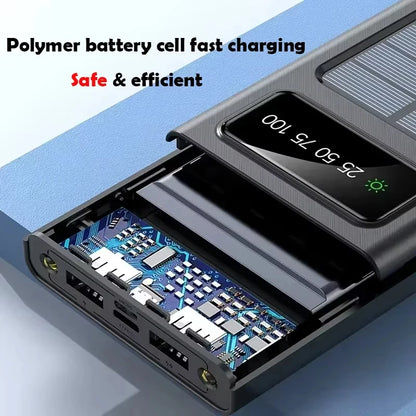 500000mAh 4in1 Solar Power Bank High Capacity 120W Fast Charging USB TypeC LED Light Outdoor Battery For iPhone Samsung 2026 NEW