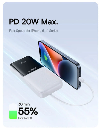 Baseus Power Bank 20000mAh PD 22.5W Fast Charging Phone External Battery Powerbank Charger for Xiaomi Poco iPhone Samsung iPad