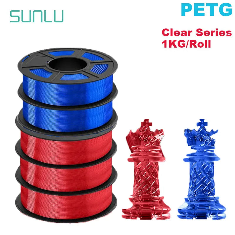 SUNLU 5Roll PETG/PETG Clear Filament 1.75 ±0.02mm 1kg Spool (2.2lbs) High Toughness Neatly Wound Filament Fit Most FDM Printer