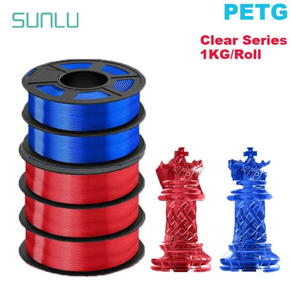 SUNLU 5Roll PETG/PETG Clear Filament 1.75 ±0.02mm 1kg Spool (2.2lbs) High Toughness Neatly Wound Filament Fit Most FDM Printer