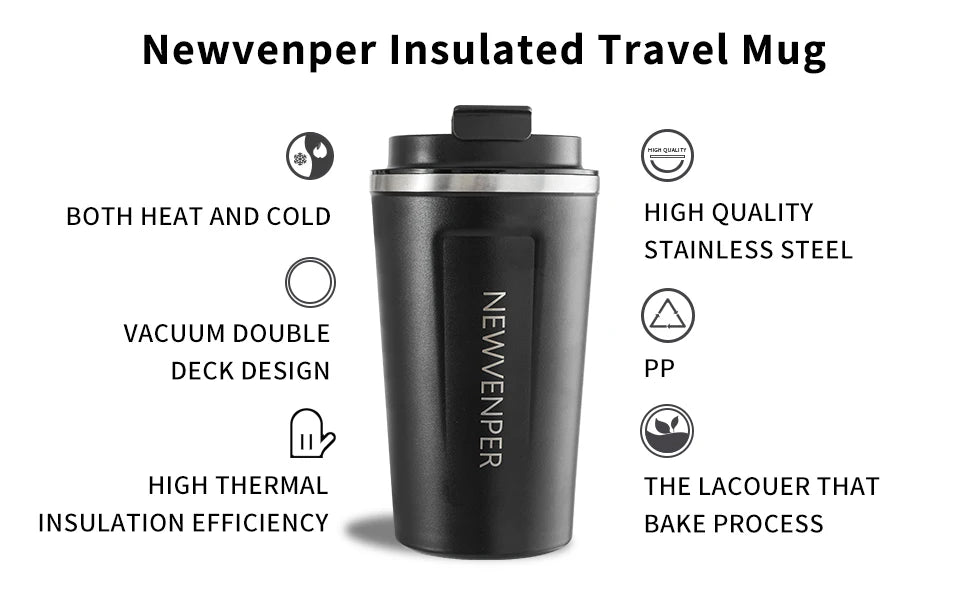 Stainless Steel Vacuum Insulated Travel Coffee Mug, Led Temperature Display Insulated Tumbler, Leak Proof with Lid 510ML