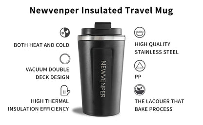 Stainless Steel Vacuum Insulated Travel Coffee Mug, Led Temperature Display Insulated Tumbler, Leak Proof with Lid 510ML