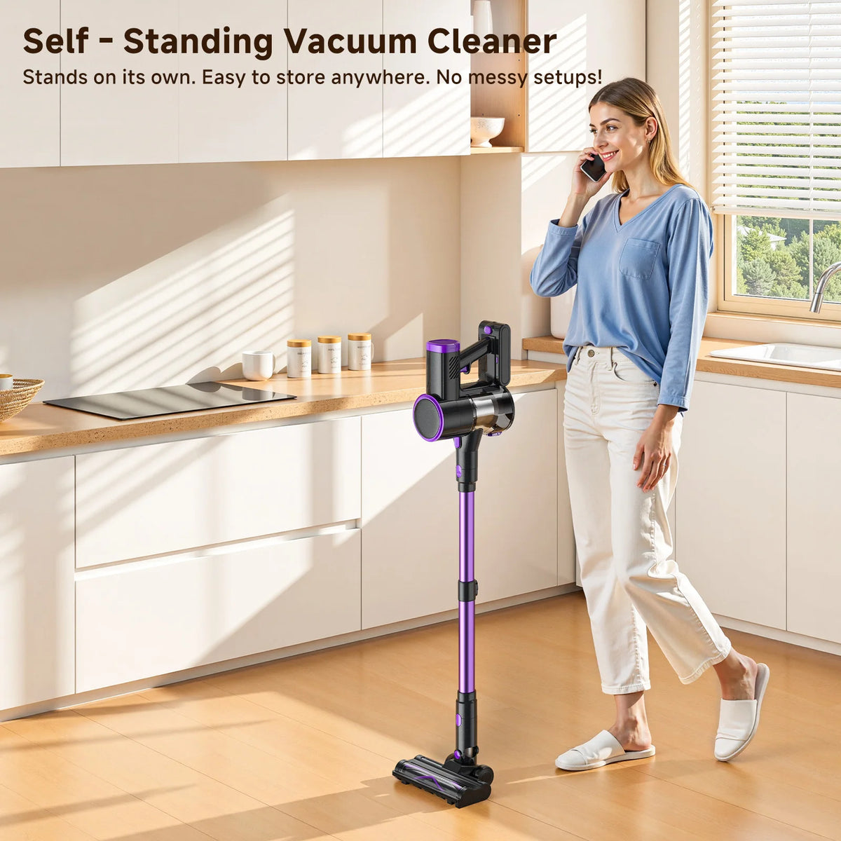 Lubluelu P4 Cordless Vacuum Cleaner 30Kpa Suction, 40Mins Runtime, Self-Standing, Green LED, for Hard Floor Carpet Pet