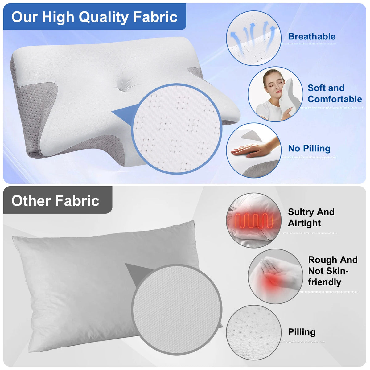 2026 NEW Butterfly-shaped comfortable pillow, soft memory foam pillow, neck support, neck pain relief, neck pillow