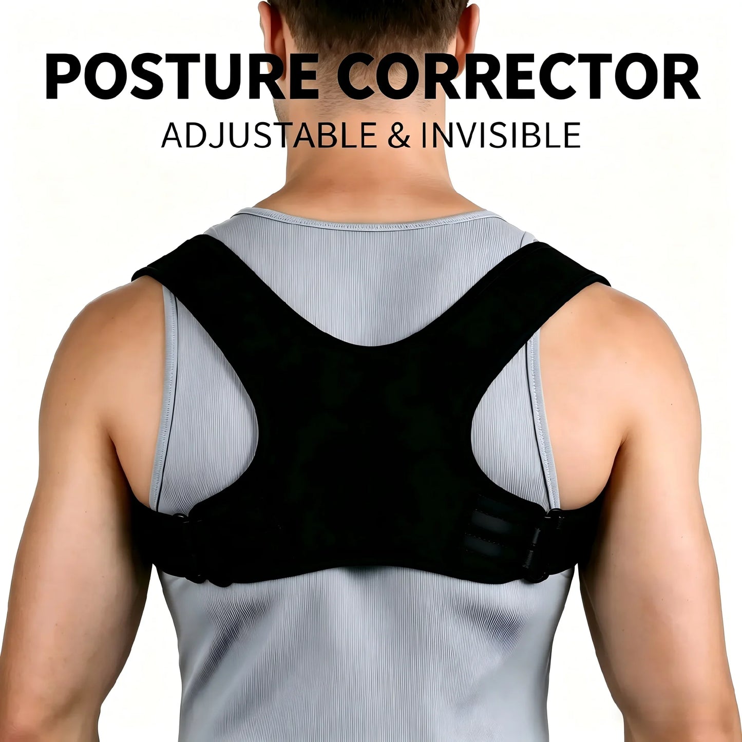 Adjustable Invisible Posture Corrector for Men Women, Breathable Upper Back Clavicle Support Brace for Hunchback Correction Pain