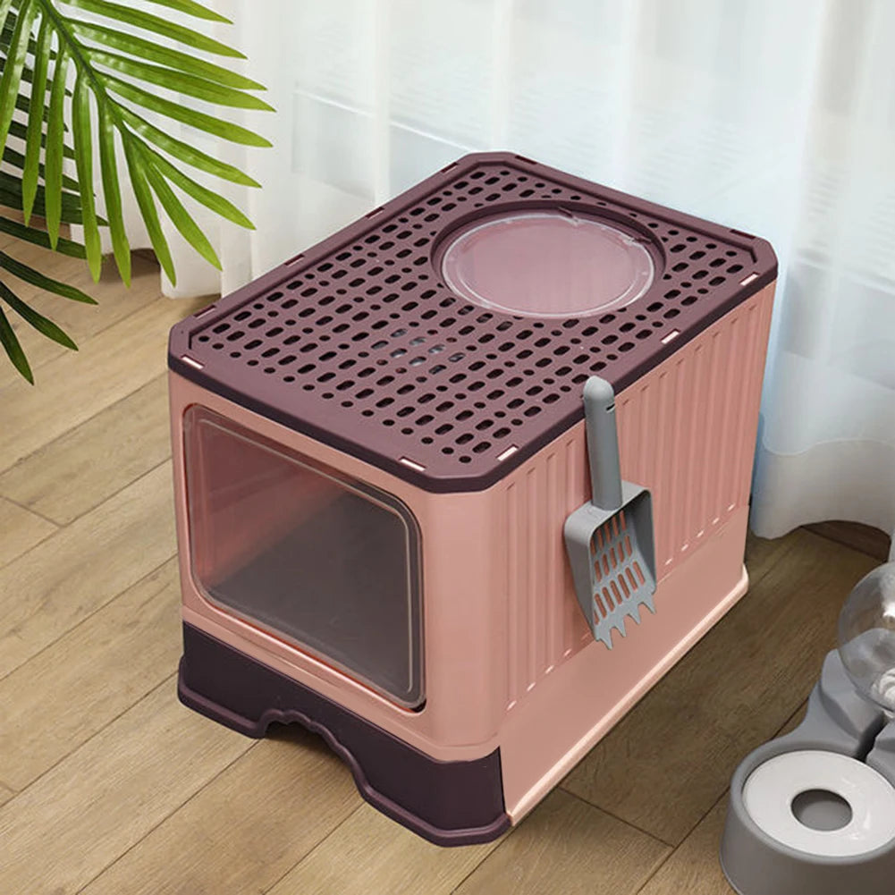 Tieker Double Door Drawer Cat Litter Box Top Filter Plate Enclosed Cat Toilet Removable Drawer Cat Litter Box with Scoop