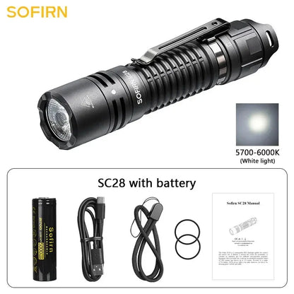 Sofirn SC28 XHP50B HD LED 2800Lm Type-C Rechargeable Flashlight Protable Powerful 21700 Torch EDC Flash Light IPX8 for Camping