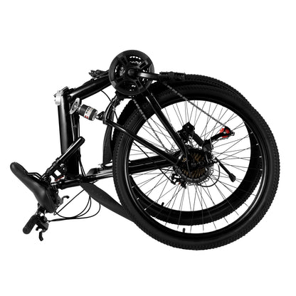26 Inch Folding Mountain Bike 21 Speed Double Disc Brake Carbon Steel Frame Foldable Design 100kg Load Adult Bicycle