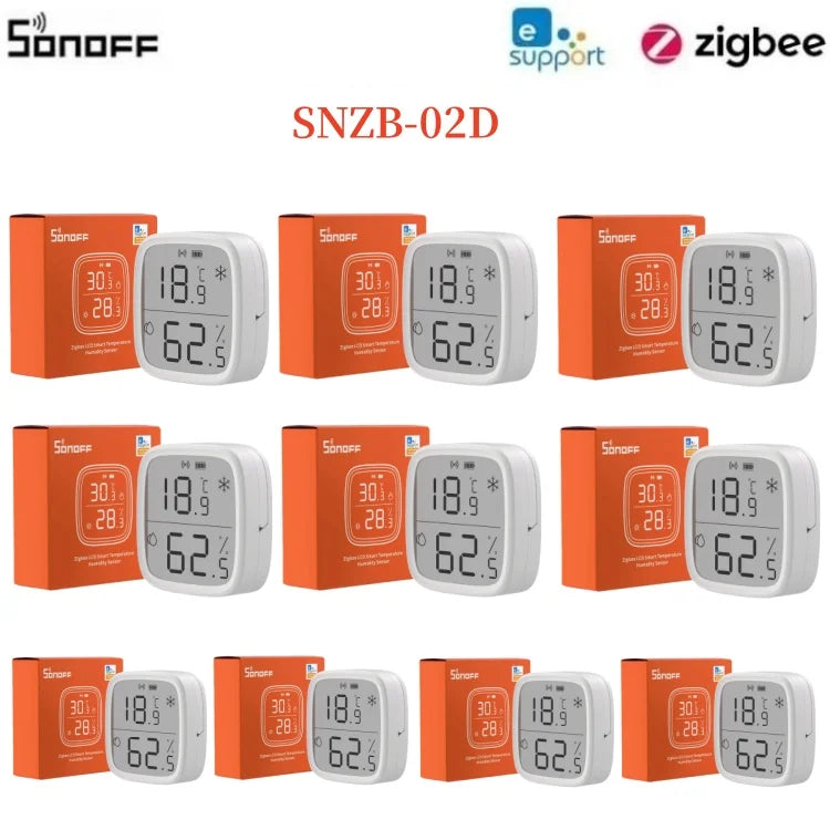 SONOFF SNZB 02D Zigbee Temperature Humidity Sensor SNZB-02D LCD Remote Real-time Monitoring Alexa Google Home Voice Control