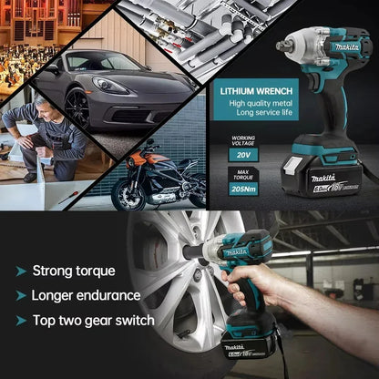 Makita DTW285 high torque impact wrench, wireless rechargeable handheld wrench, 18V lithium battery multifunctional tool