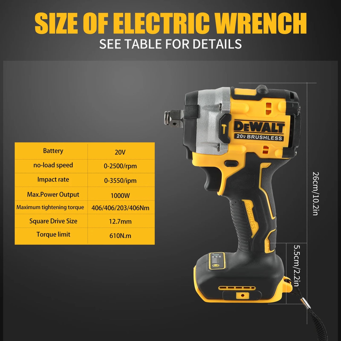 DEWALT DCF921 Atomic 20V Maximum Cordless Wrench 1/2 inch Cordless Impact Wrench Variable Speed Charging Wrench No Batter