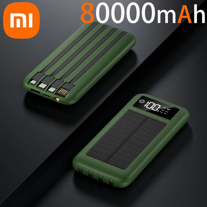 Xiaomi 200000mAh Solar Power Bank Large Capacity Mobile Power Fast Charging Battery with 4 Cables For iPhone Samsung Huawei