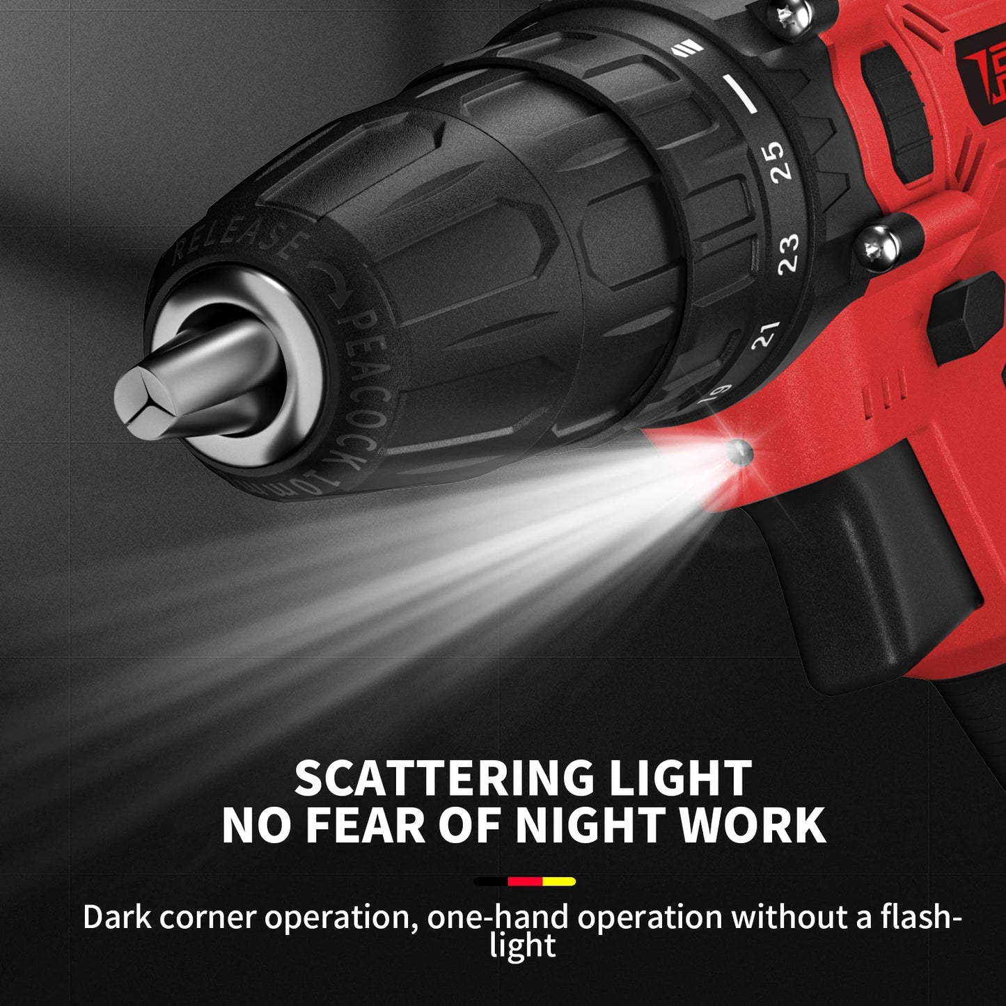 BRIEFNESS 21V Cordless Drill Screwdriver Kit 45Nm 2-Speed 25+1 Torque 3/8'' Chuck LED for Home DIY Hammer Drill 1.5Ah Battery