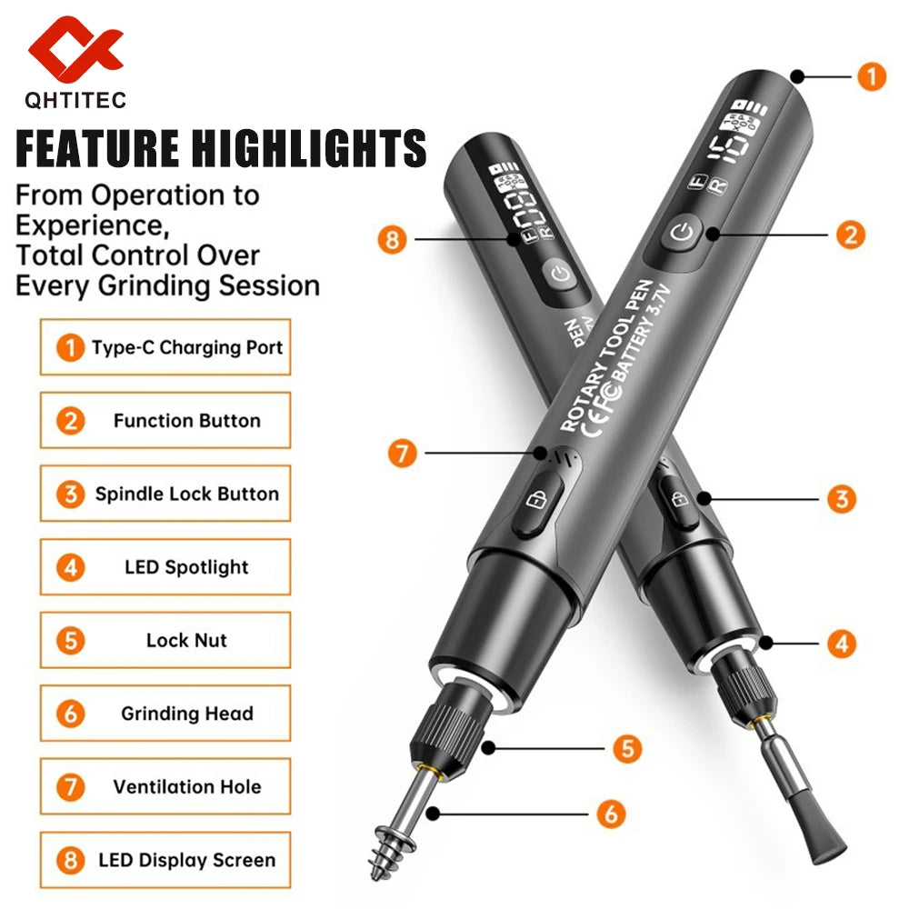JCD Electric Mini Grinder Engraving Pen 4.2V 10000-16000r Wireless Grinder Cordless Micro Rotary Tools Drill for Jewelry Metal