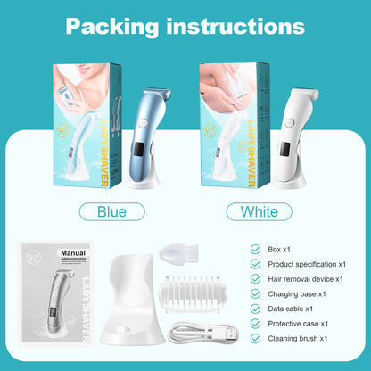 5-in-1 Women's Electric Shaver - Wet and Dry Removal of Face, Eyebrows, Legs and Armpits - Portable Bikini Trimmer, Rechargeable USB Charging, Stainless Steel Blade, Gentle and Effective Shaving, Pink Gift Box Includes, Bikin