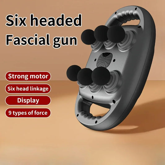 6-head Fascia LCD display Gun Vibration Body Muscle Relaxer Massage Gun Back Waist Massager Neck Shoulder Thigh masajeador