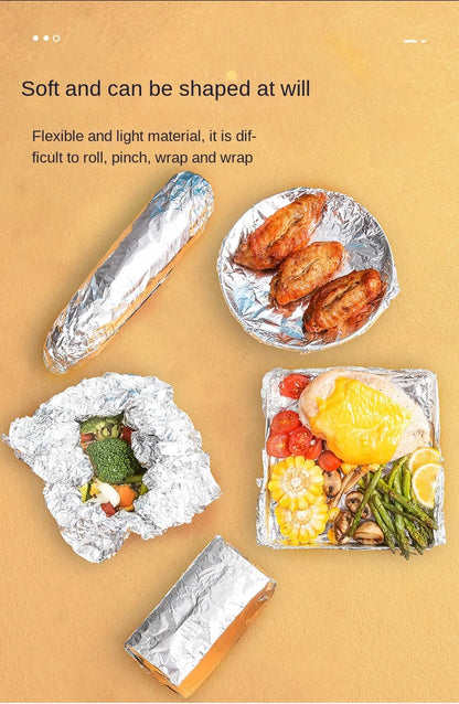 Zackoo 10/20/40M Aluminium Foil for Baking Wrap Disposable Airfryer Oven BBQ Tin Foil Food Grade Oil Paper Kitchen Catering Tin