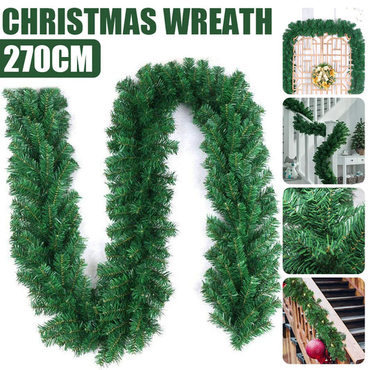 1pc/2pc 2.7M Christmas wreath Artificial Pine Leaf Rattan Strip Green Christmas Garland Wreath Christmas Pine Tree Rattan Decor