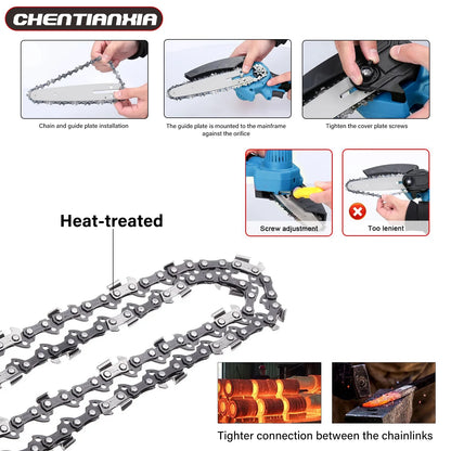 6" 6Inch 4000W Mini Cordless Chainsaw Handheld Electric One-Hand Chainsaw Wood Cutter with Battery