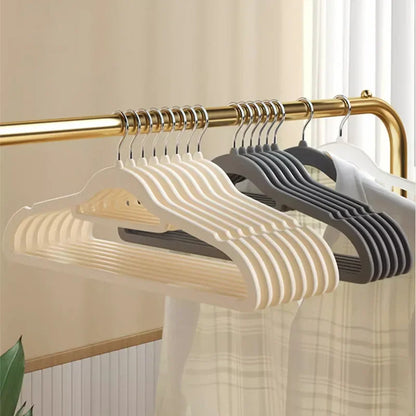 Home Use Flocking Clothes Hanger Anti-Slip Shirt Drying Rack Store Shoulder Corner Seamless Hanging Closet Storage Tool