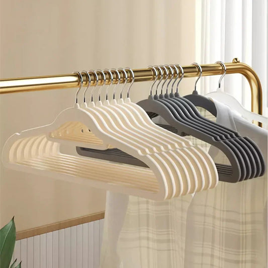 Home Use Flocking Clothes Hanger Anti-Slip Shirt Drying Rack Store Shoulder Corner Seamless Hanging Closet Storage Tool