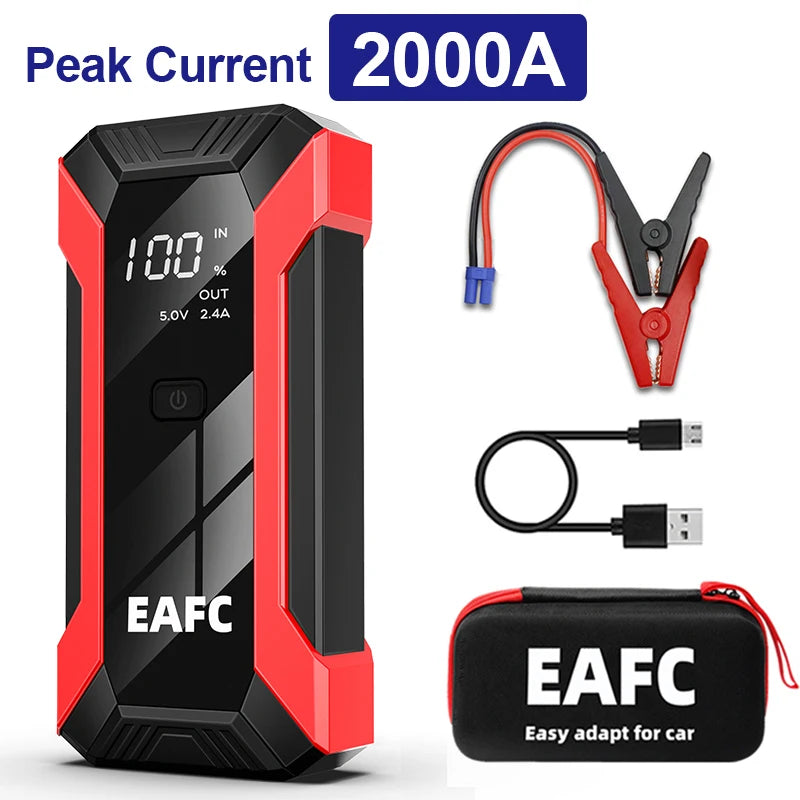 2000A Portable MultiFunction Emergency Booster Car Emergency Mobile Power Battery Charger 12V Car Jump Starter with LED Light