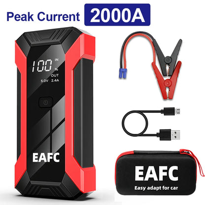 2000A Portable MultiFunction Emergency Booster Car Emergency Mobile Power Battery Charger 12V Car Jump Starter with LED Light